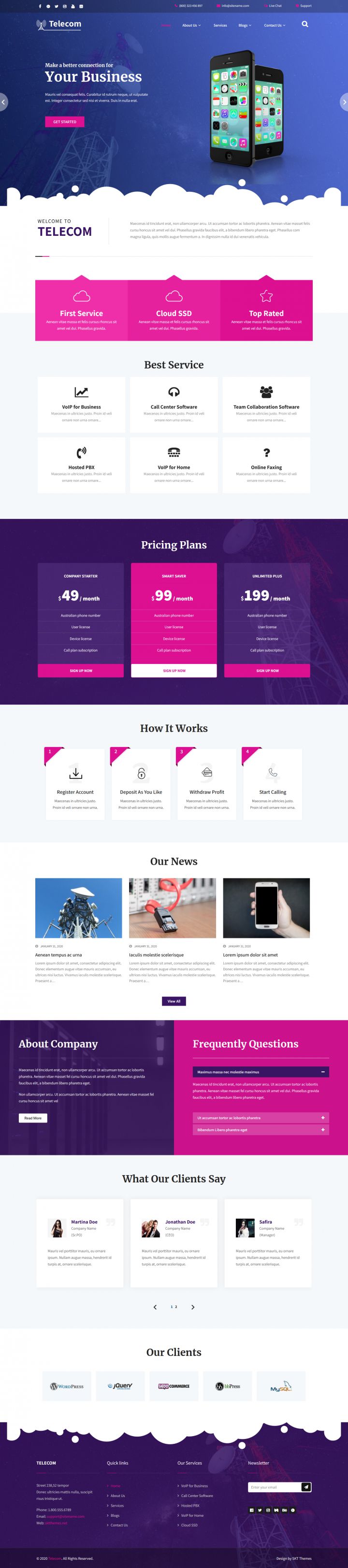 WordPress шаблон SKT Themes Telecom