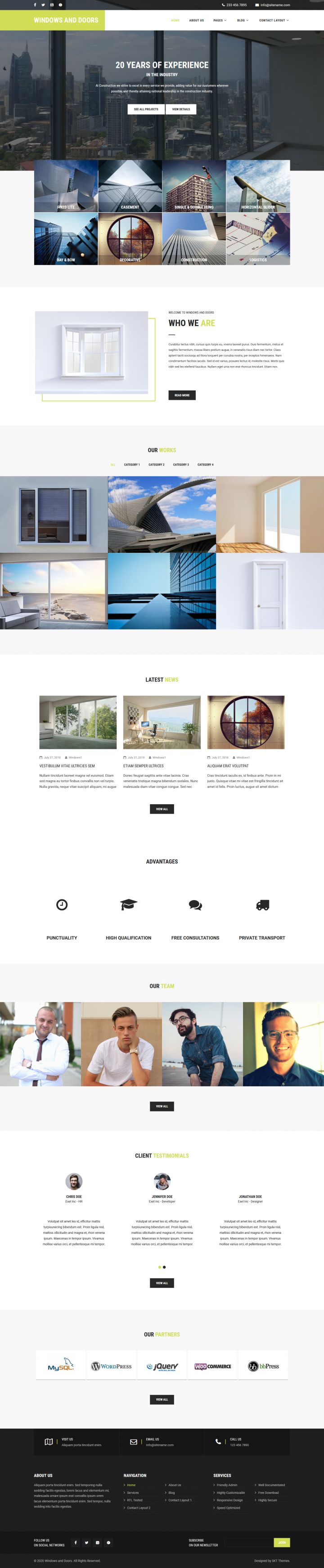 WordPress шаблон SKT Themes Windows And Doors