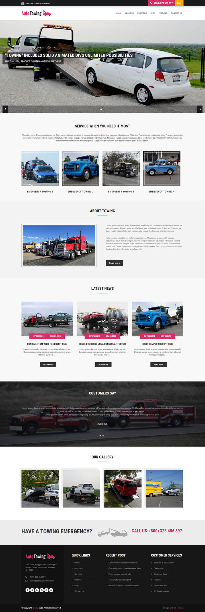 WordPress шаблон SKT Themes Towing Pro