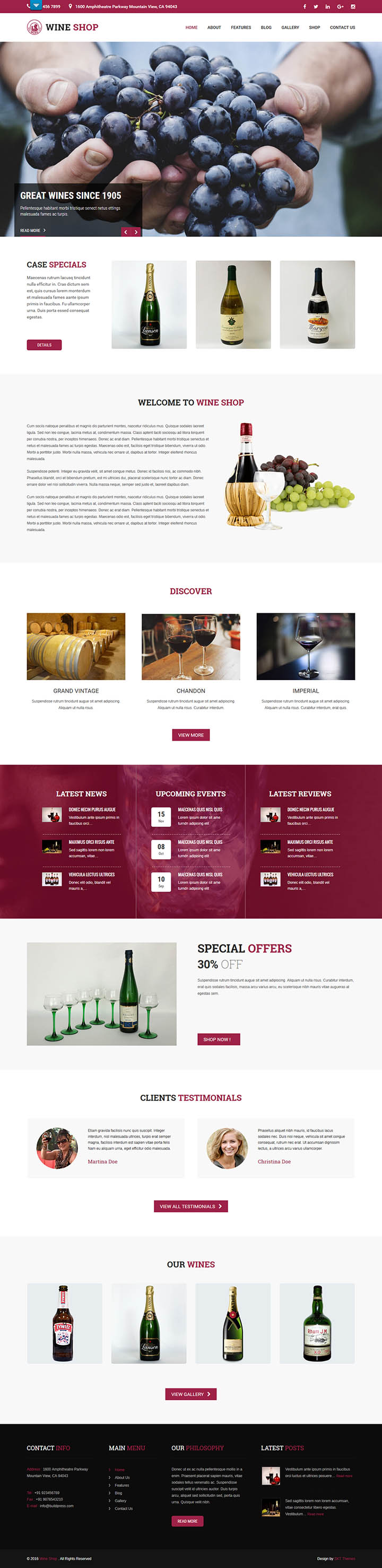 WordPress шаблон SKT Themes Wine Pro