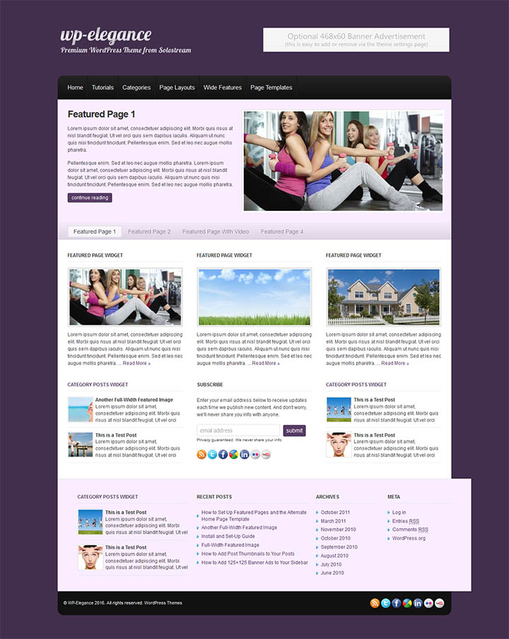 WordPress шаблон SoloStream WP-Elegance