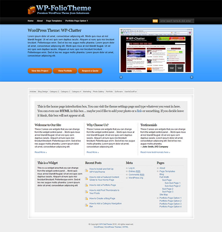 WordPress шаблон SoloStream WP-FolioTheme