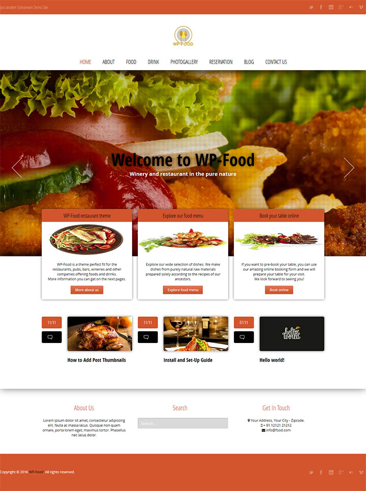 WordPress шаблон SoloStream WP-Food