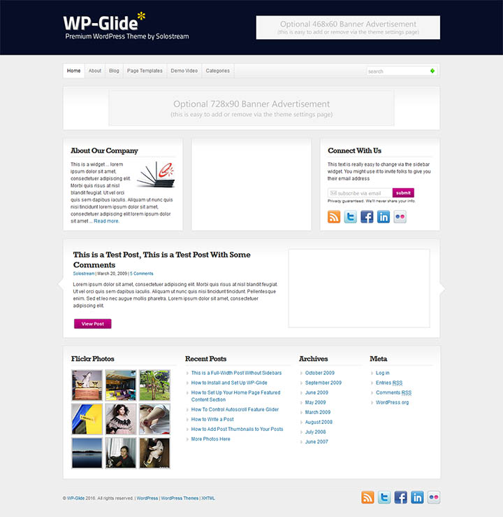 WordPress шаблон SoloStream WP-Glide