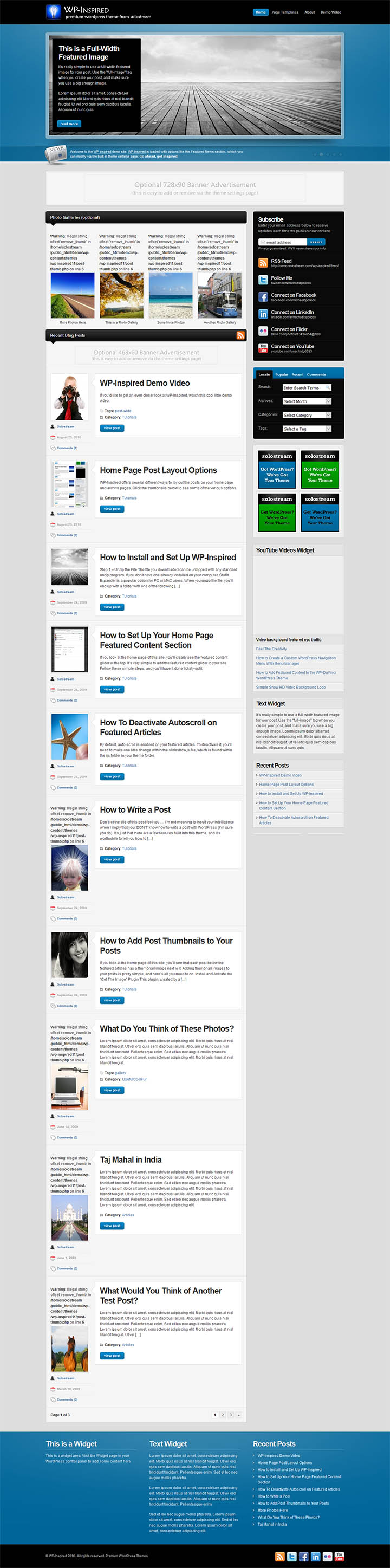 WordPress шаблон SoloStream WP-Inspired