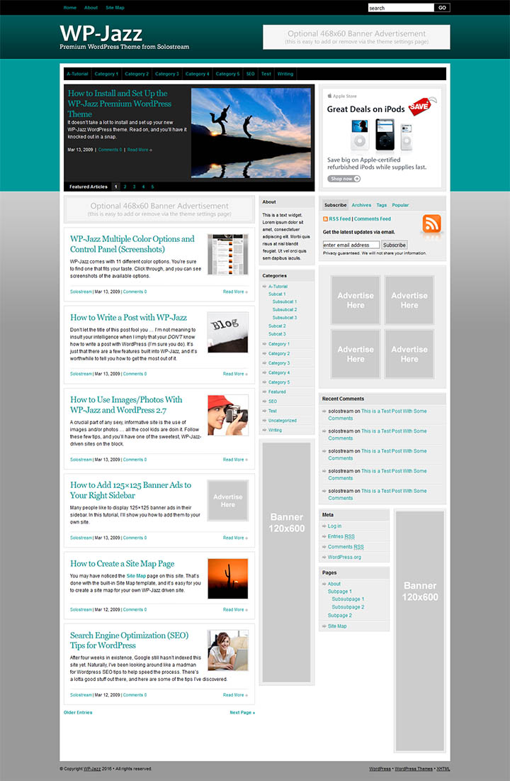 WordPress шаблон SoloStream WP-Jazz