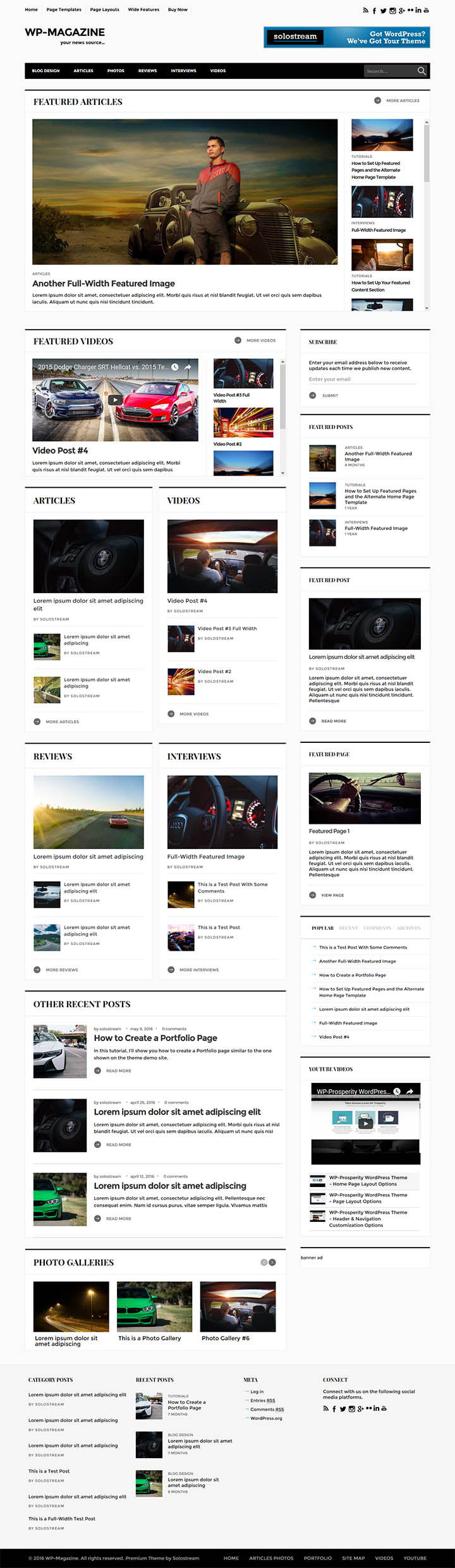 WordPress шаблон SoloStream WP-Magazine