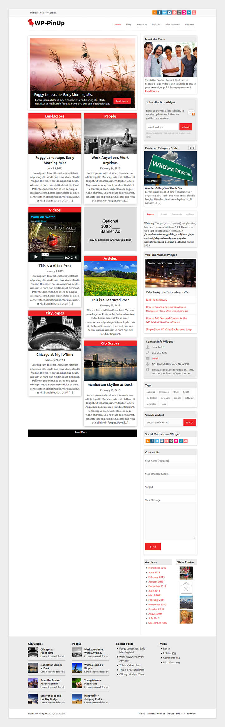 WordPress шаблон SoloStream WP-PinUp