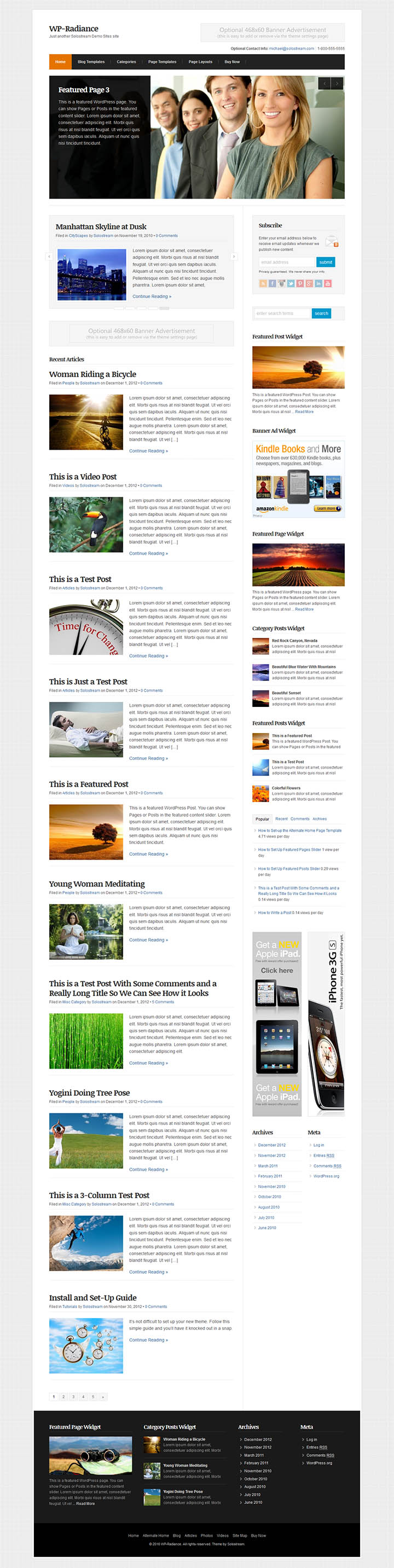 WordPress шаблон SoloStream WP-Radiance