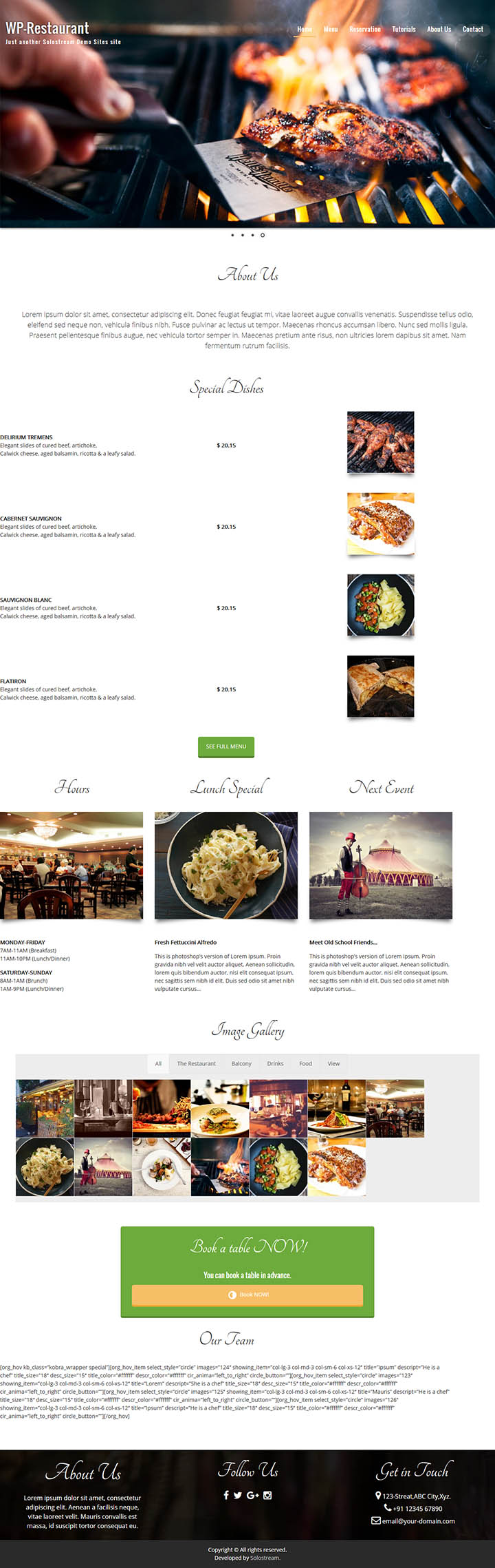 WordPress шаблон SoloStream WP-Restaurant