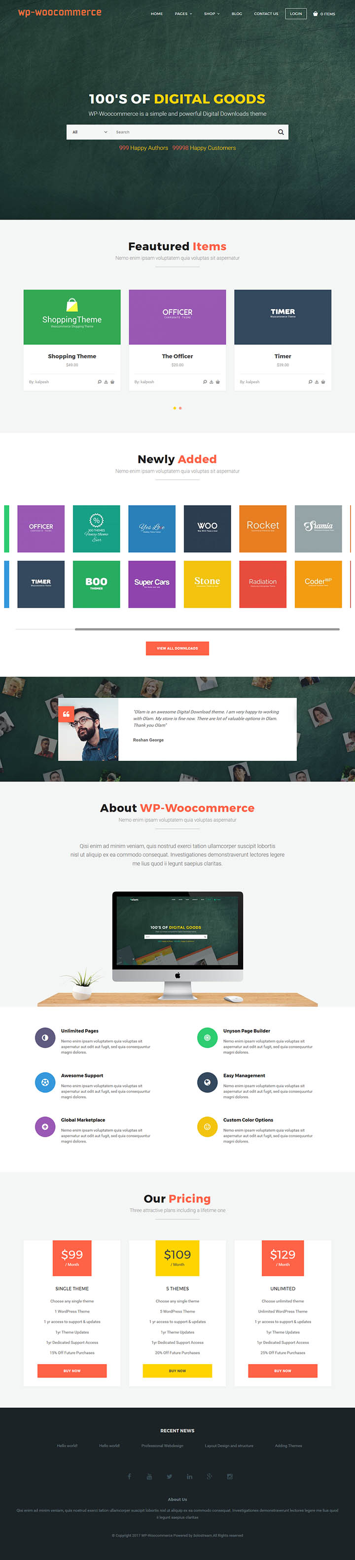WordPress шаблон SoloStream WP-Woocommerce