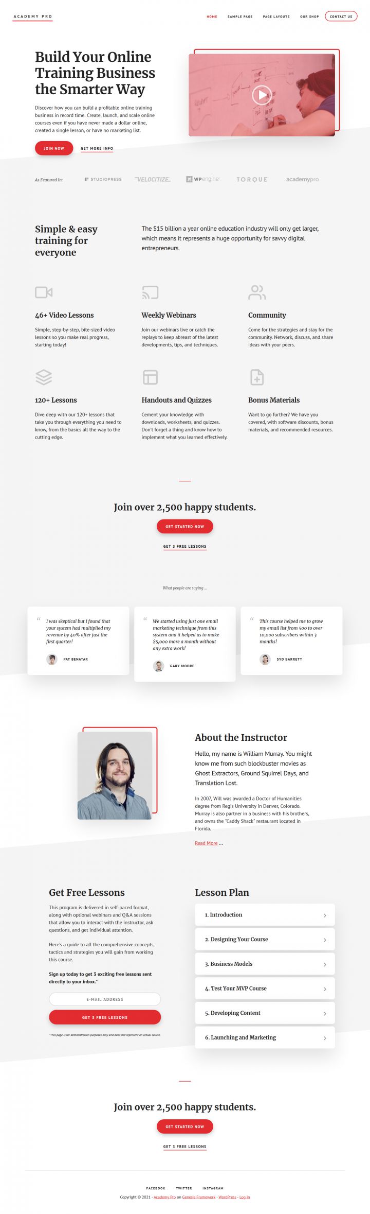 WordPress шаблон StudioPress Academy Pro