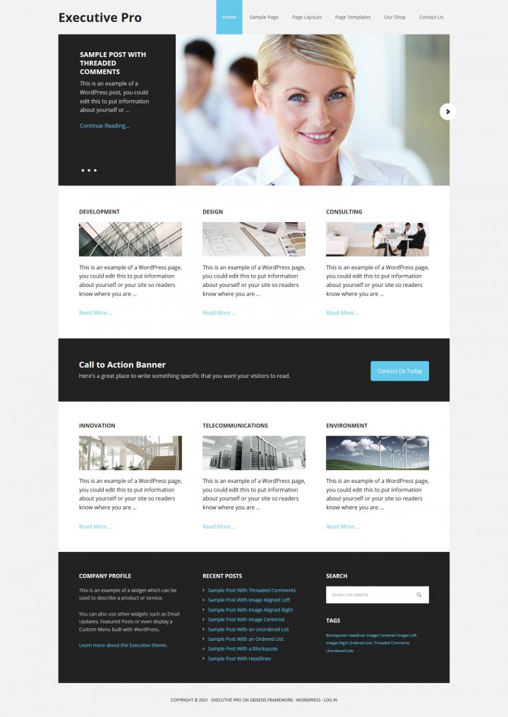 WordPress шаблон StudioPress Executive Pro