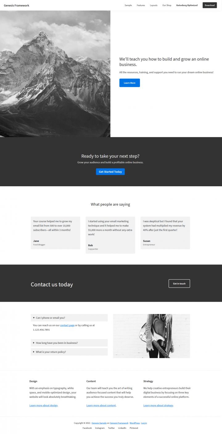 WordPress шаблон StudioPress Genesis Sample Theme