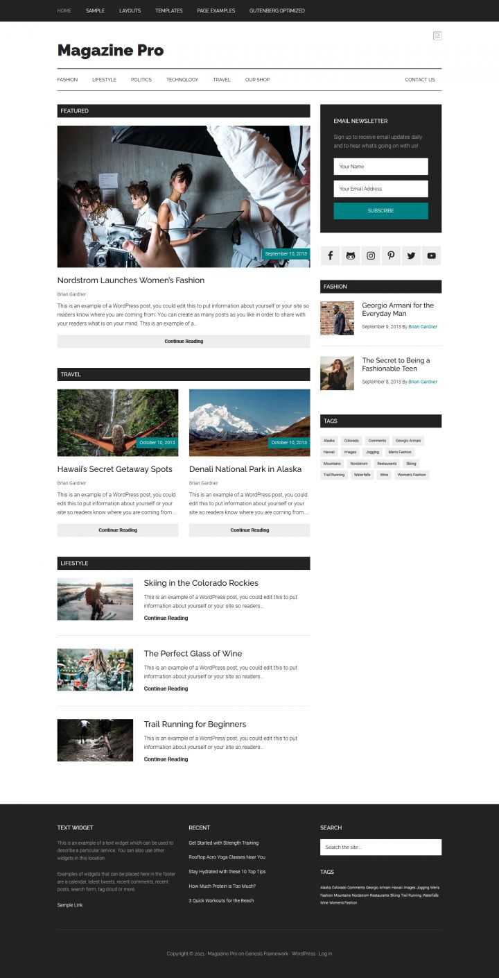 WordPress шаблон StudioPress Magazine Pro