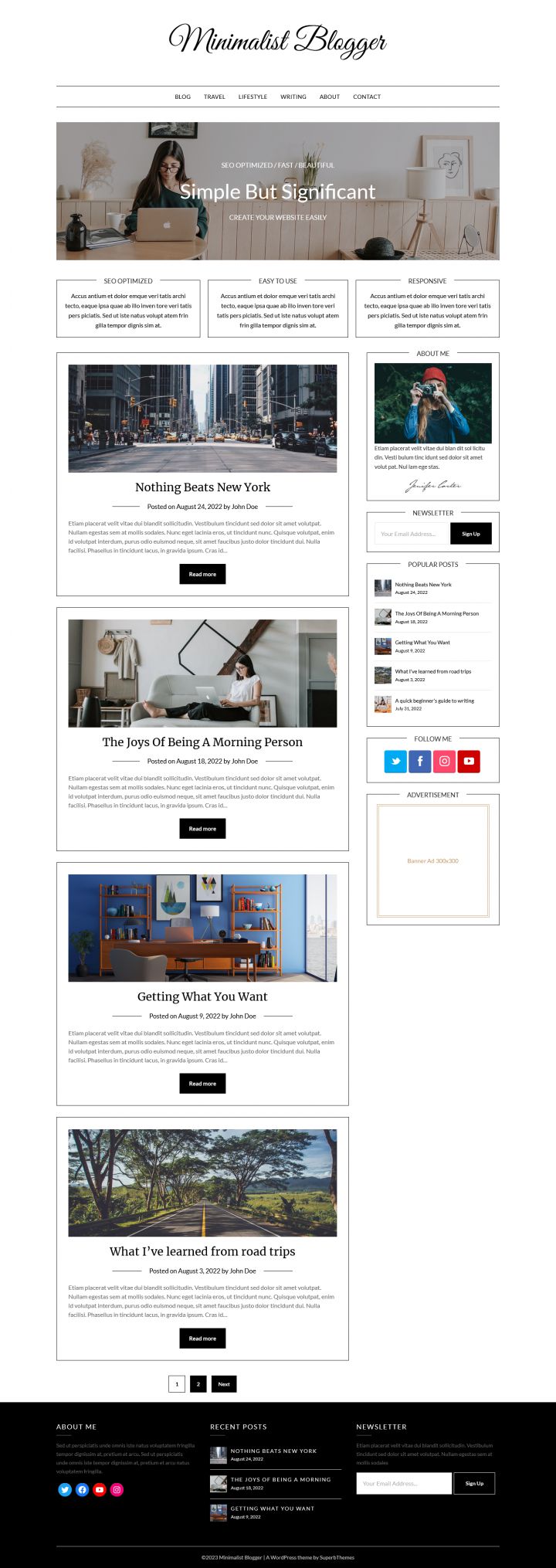 WordPress шаблон Superb Themes MinimalistBlogger