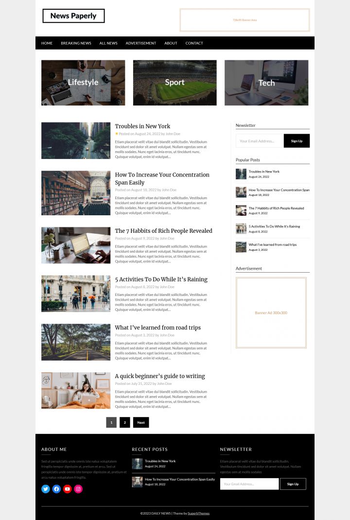 WordPress шаблон Superb Themes NewsPaperly