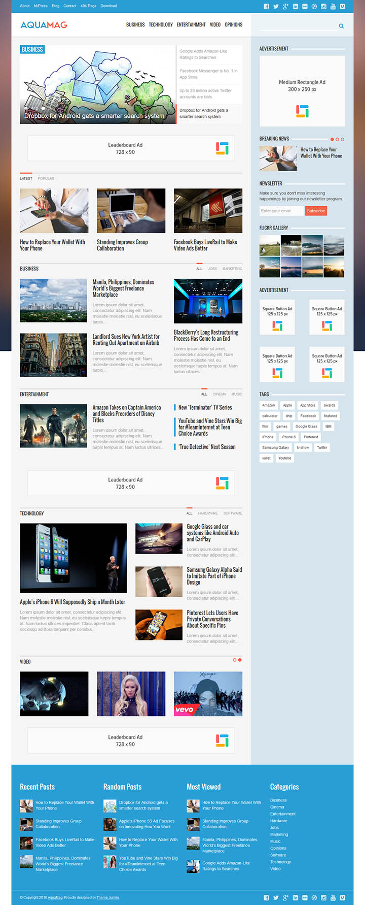 WordPress шаблон Theme Junkie AquaMag