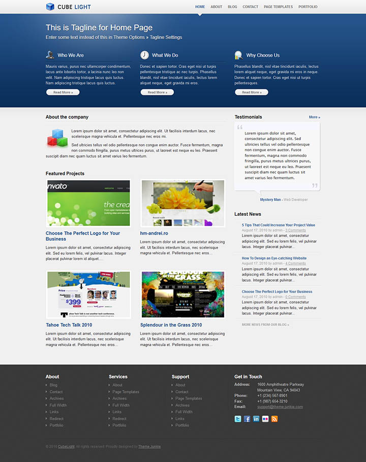 WordPress шаблон Theme Junkie CubeLight