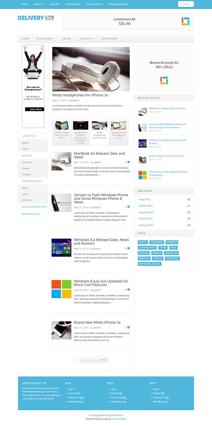 WordPress шаблон Theme Junkie Delivery Lite