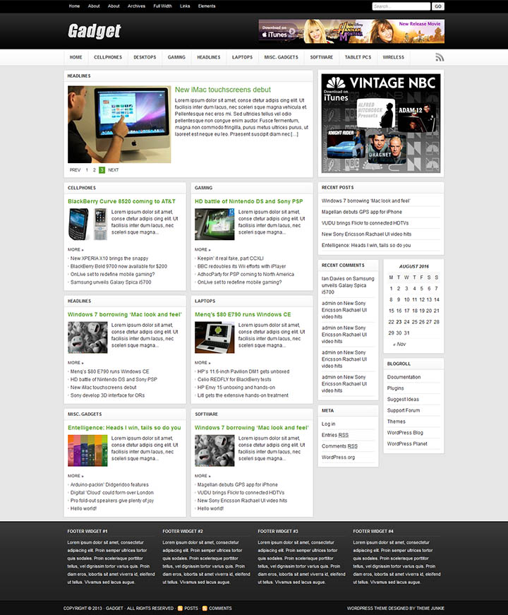 WordPress шаблон Theme Junkie Gadget