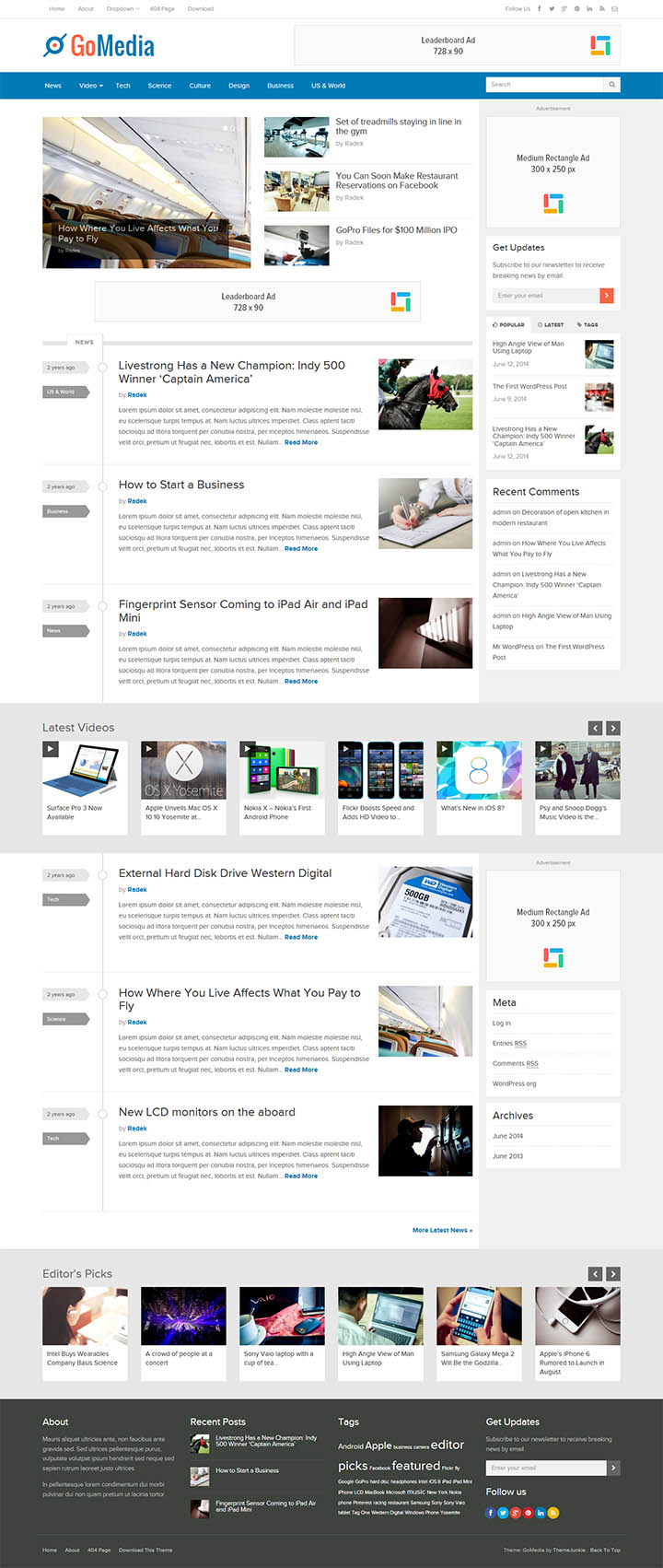 WordPress шаблон Theme Junkie GoMedia