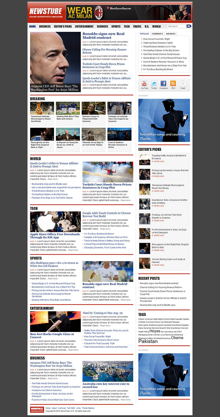 WordPress шаблон Theme Junkie NewsTube