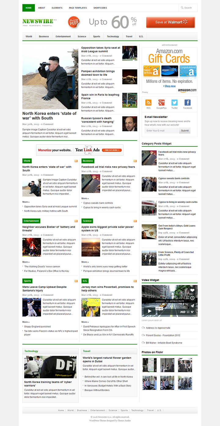 WordPress шаблон Theme Junkie Newswire