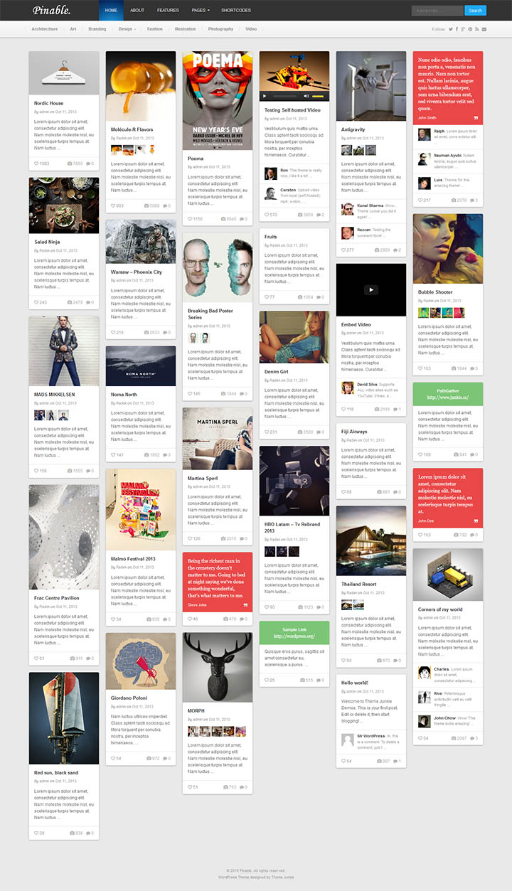 WordPress шаблон Theme Junkie Pinable