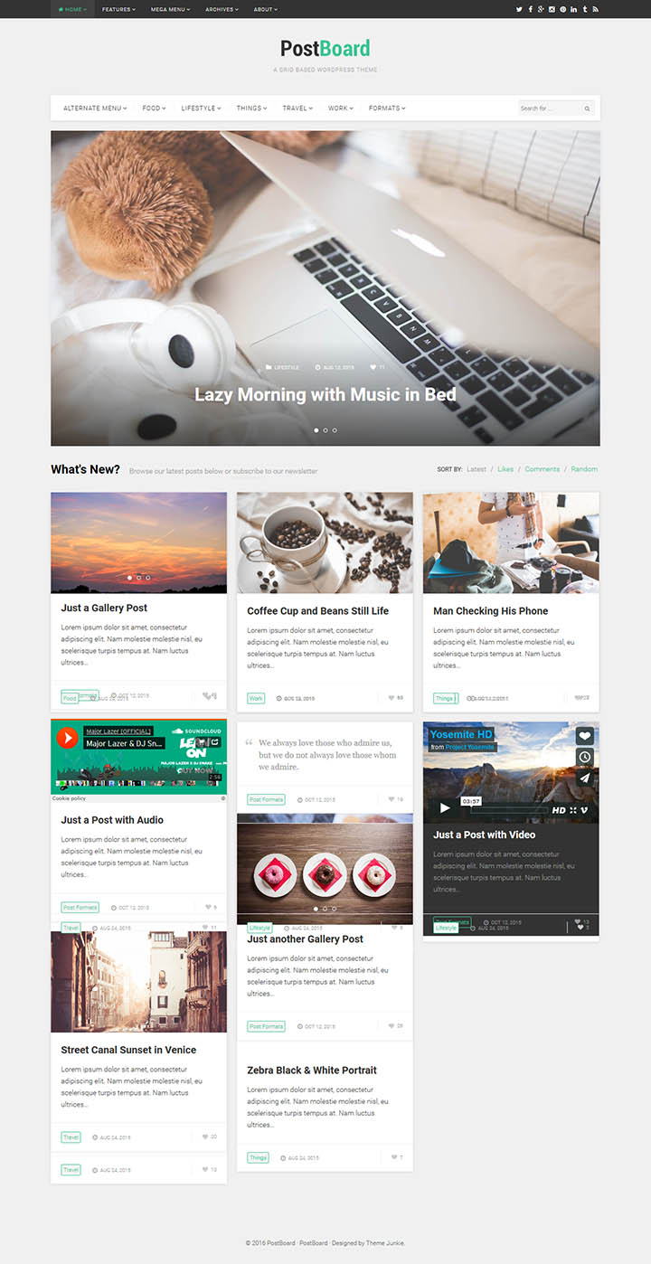 WordPress шаблон Theme Junkie PostBoard