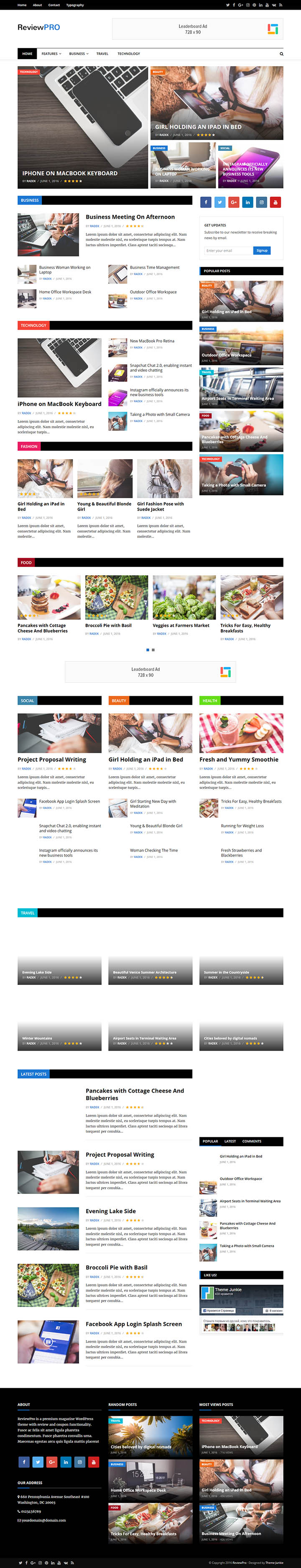 WordPress шаблон Theme Junkie ReviewPro