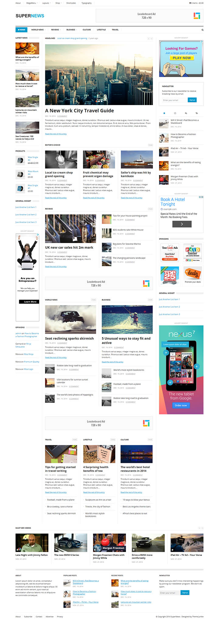 WordPress шаблон Theme Junkie SuperNews