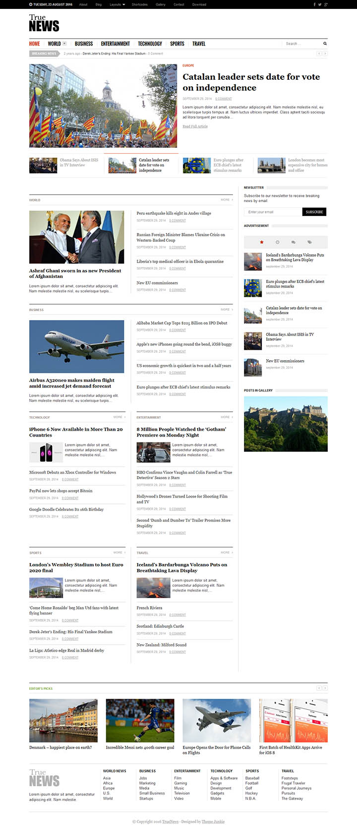 WordPress шаблон Theme Junkie TrueNews