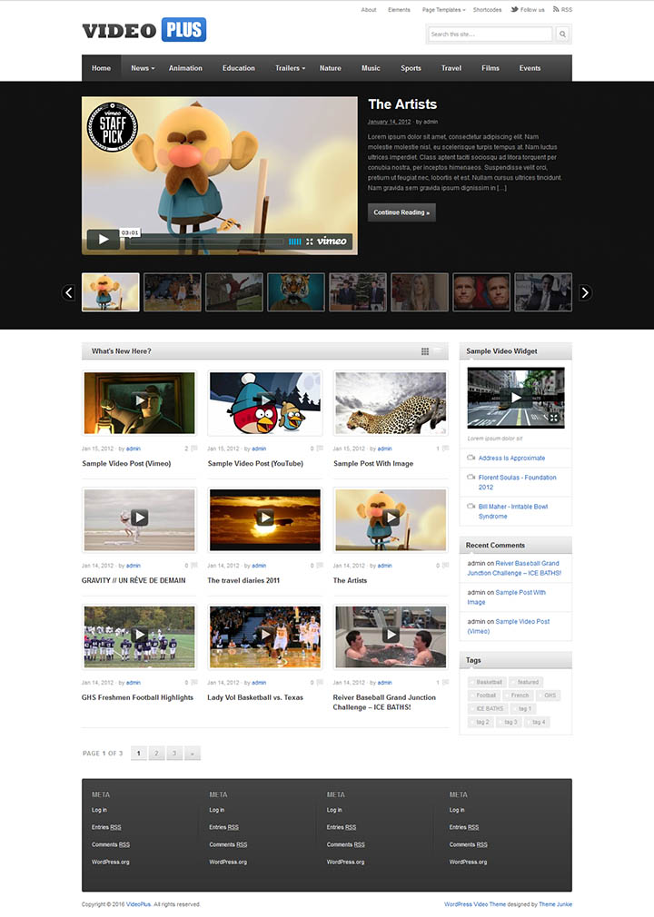WordPress шаблон Theme Junkie VideoPlus