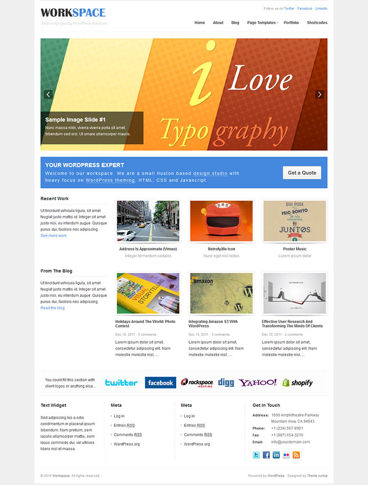 WordPress шаблон Theme Junkie Workspace
