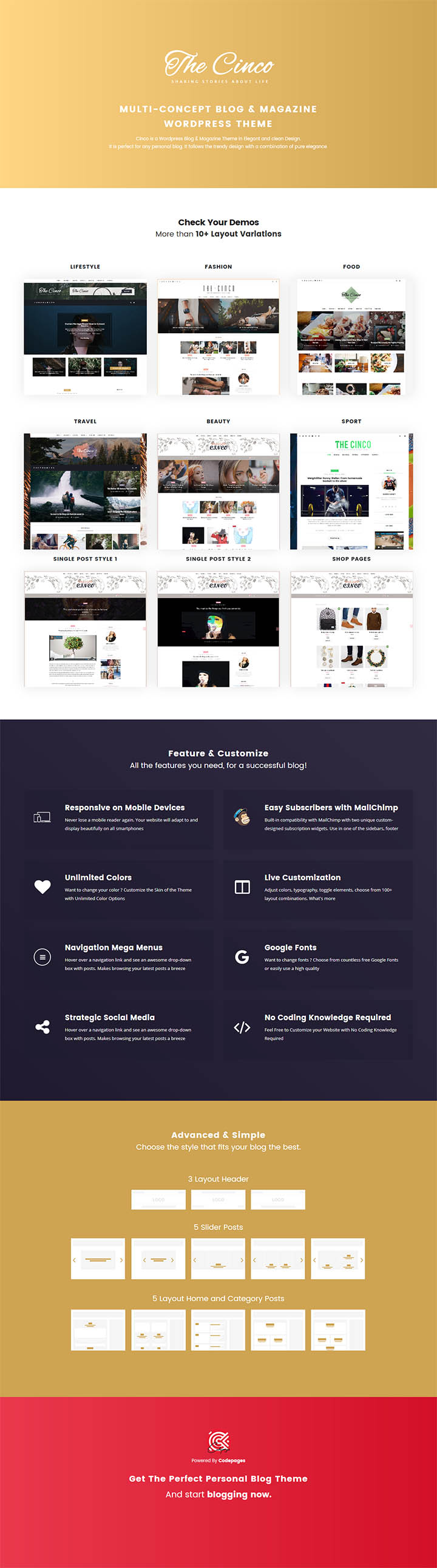 WordPress шаблон ThemeForest Cinco