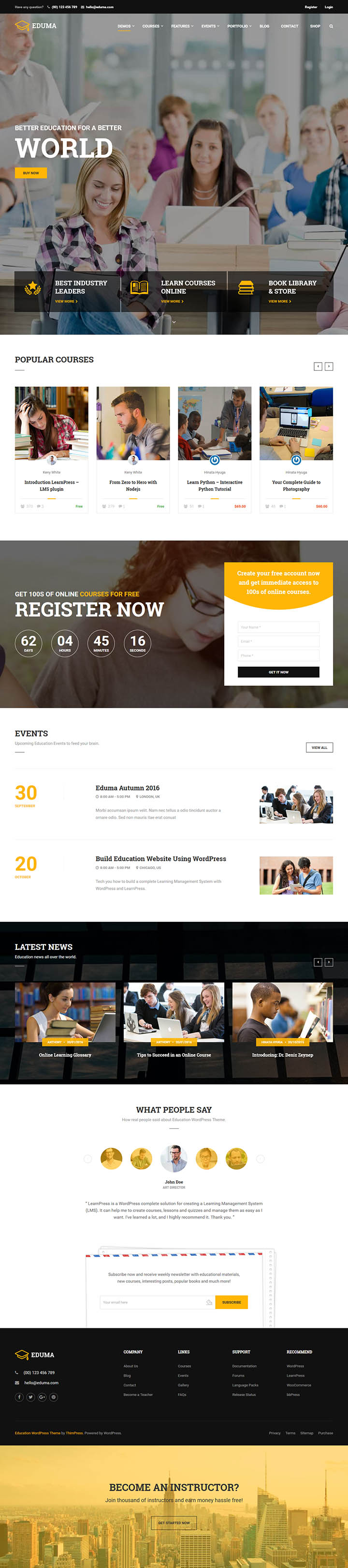 WordPress шаблон ThemeForest Eduma