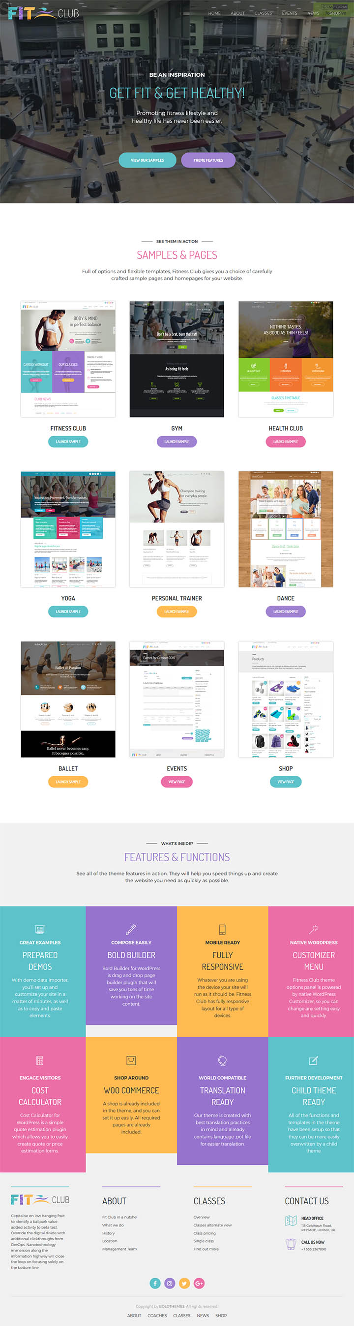 WordPress шаблон ThemeForest Fitness Club