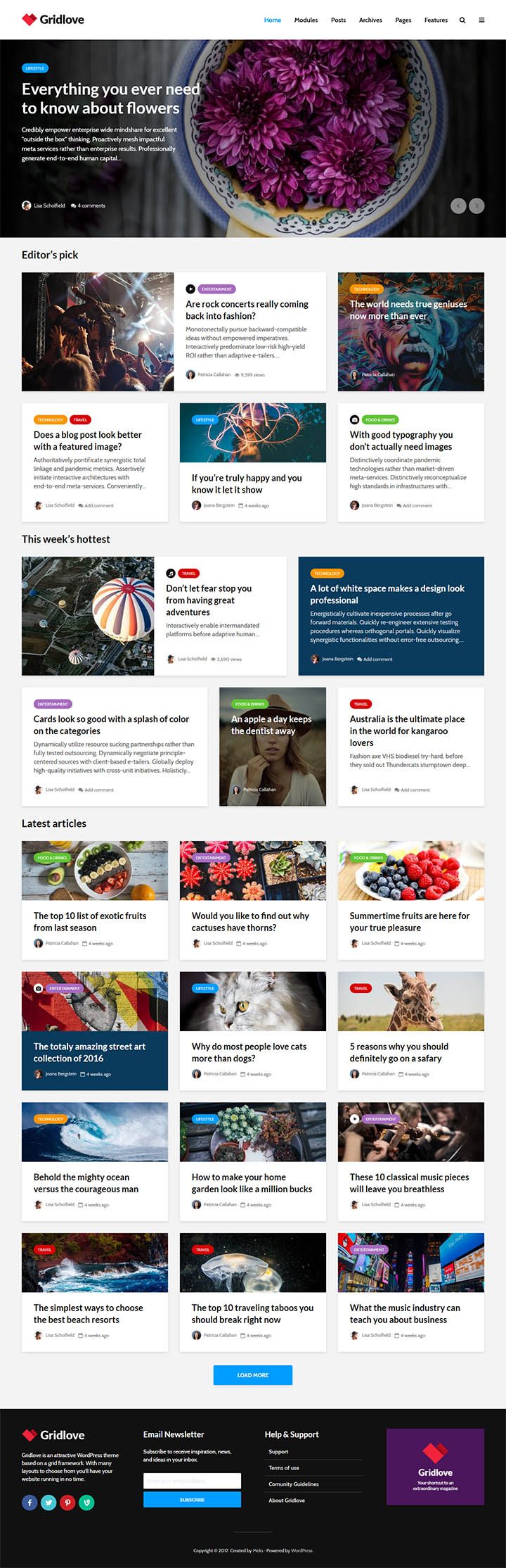 WordPress шаблон ThemeForest Gridlove