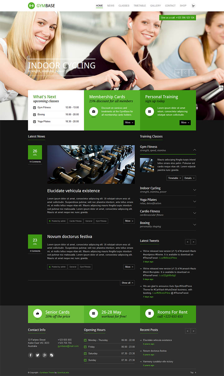 WordPress шаблон ThemeForest GymBase