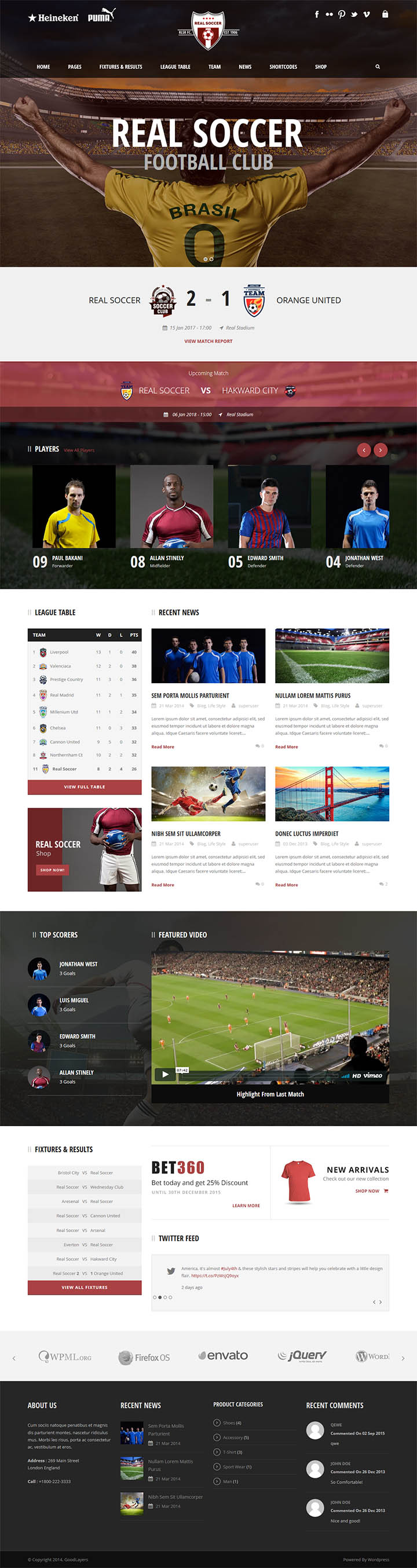 WordPress шаблон ThemeForest Real Soccer
