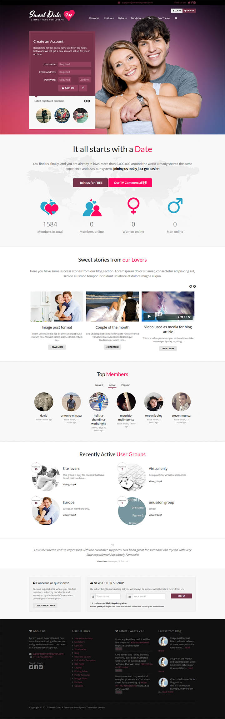 WordPress шаблон ThemeForest Sweet Date