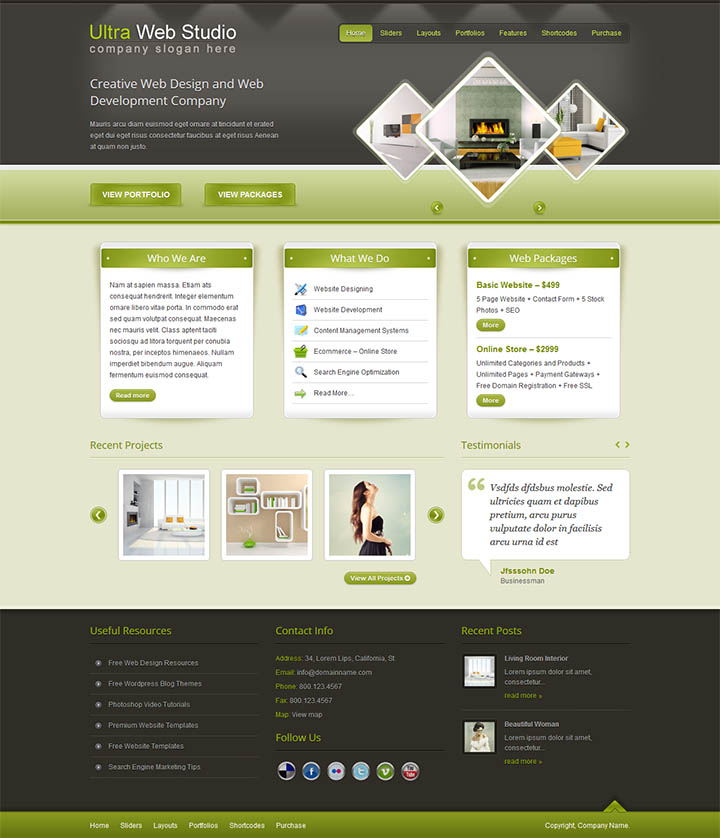 WordPress шаблон ThemeForest Ultra Web Studio