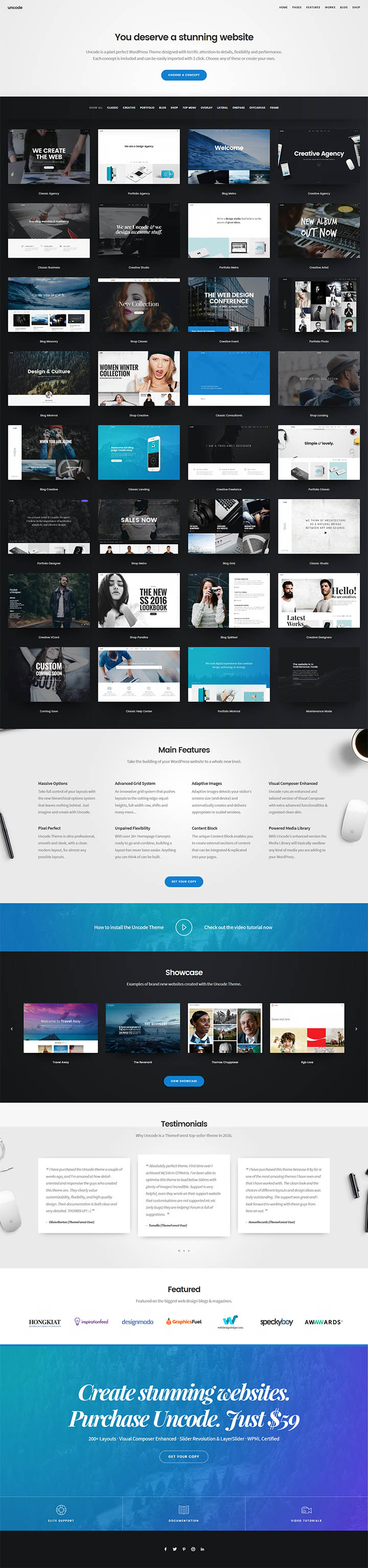 WordPress шаблон ThemeForest Uncode