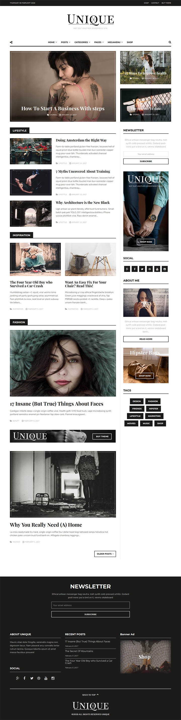 WordPress шаблон ThemeForest Unique