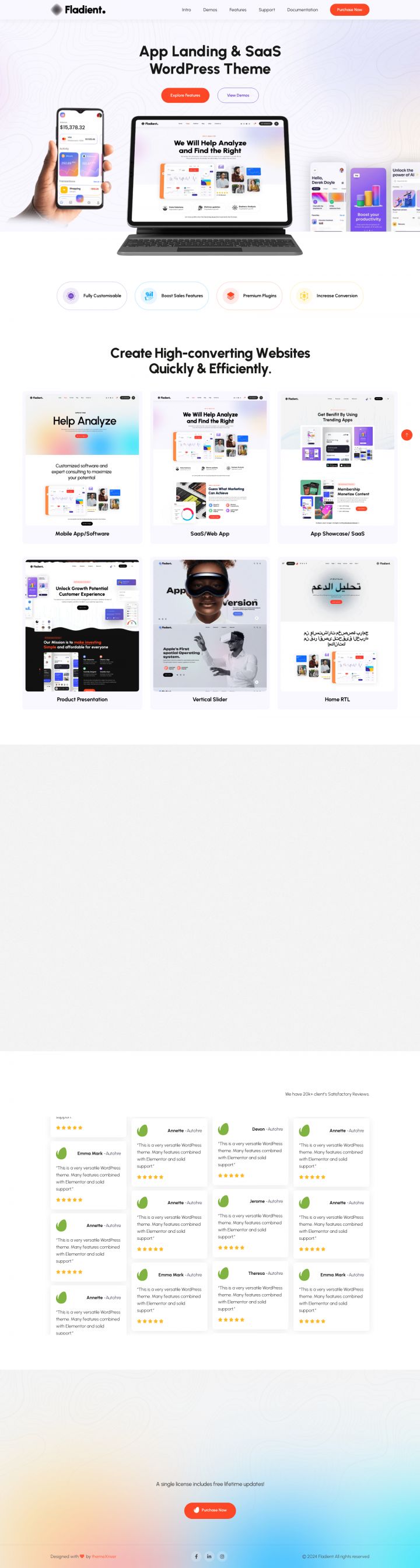 WordPress шаблон ThemeForest Fladient