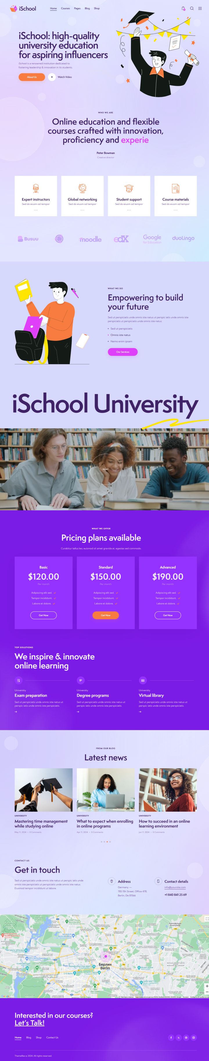 WordPress шаблон ThemeForest iSchool