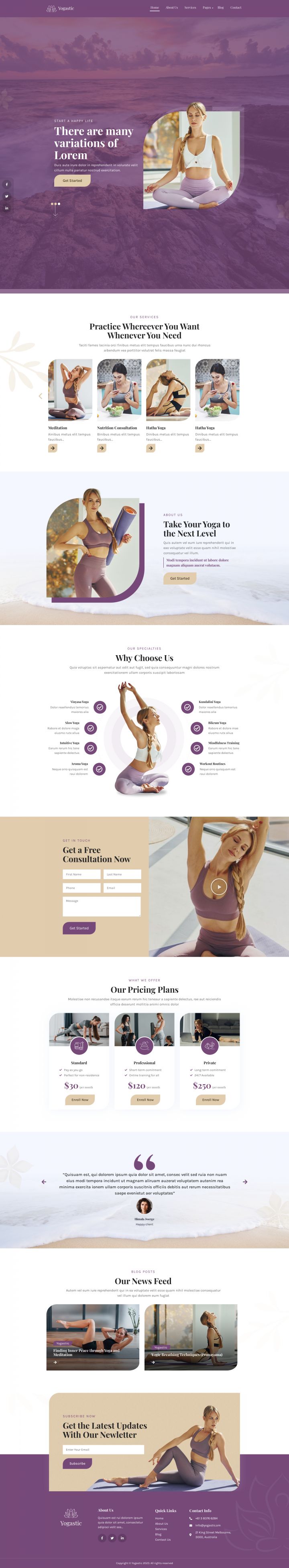 WordPress шаблон ThemeForest Yogastic