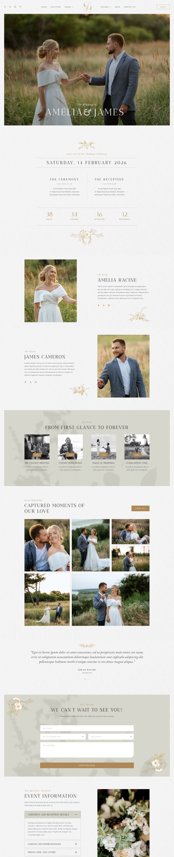 WordPress шаблон ThemeForest Amelia & James