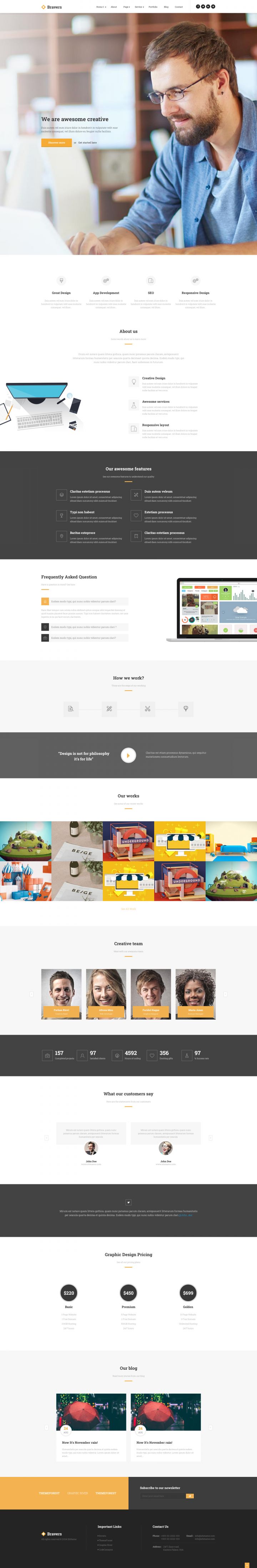 WordPress шаблон ThemeForest Bravers
